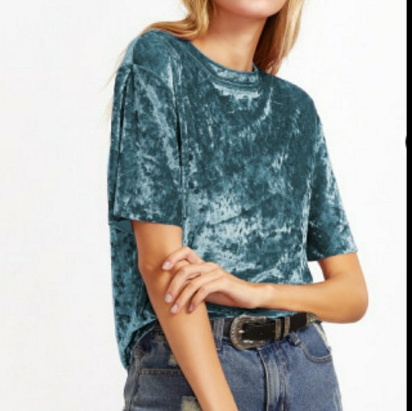 Crushed Velvet Tee Style Top - Picture 6 of 6